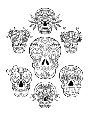 Sugar Skulls Coloring Page