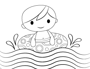 Swimming Boy Coloring Page