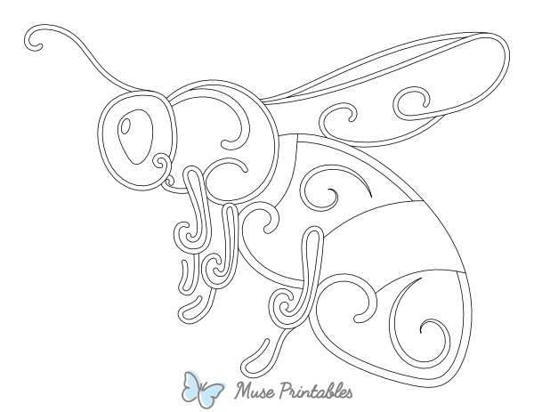 Swirly Bee Coloring Page