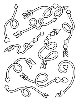 Swirly Doodle Heart Arrows Coloring Page