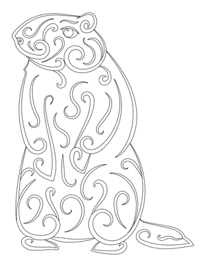 Swirly Groundhog Coloring Page