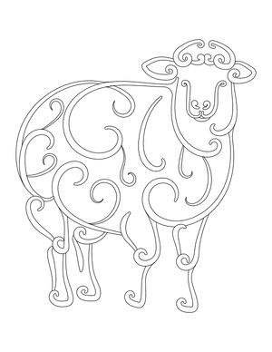 Swirly Sheep Coloring Page