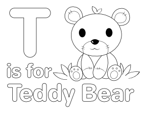 T Is For Teddy Bear Coloring Page