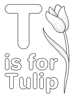 T Is for Tulip Coloring Page