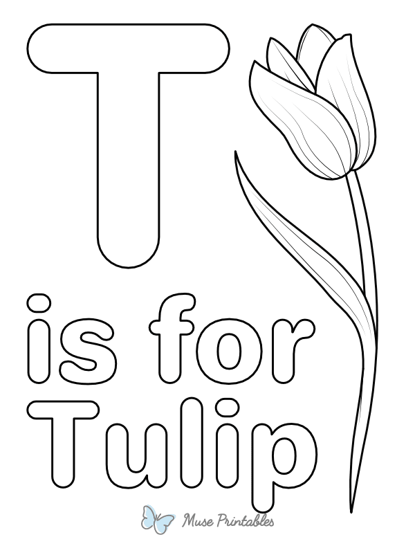 T Is for Tulip Coloring Page