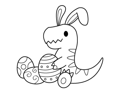 T Rex Easter Bunny Coloring Page