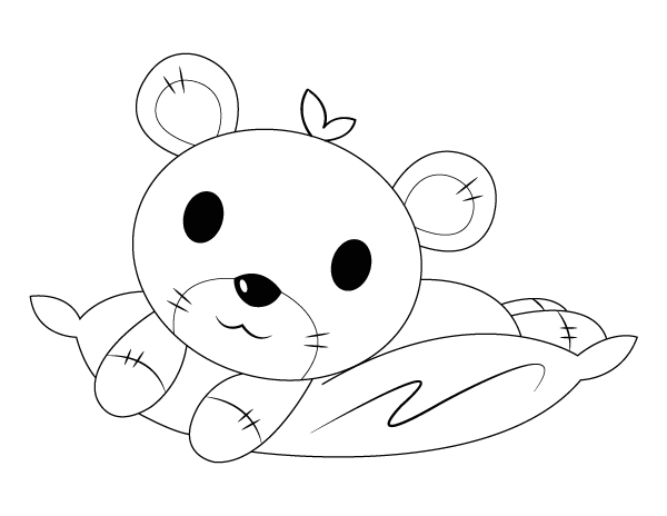 Teddy Bear And Pillow Coloring Page