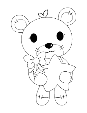 Teddy Bear and Star Coloring Page