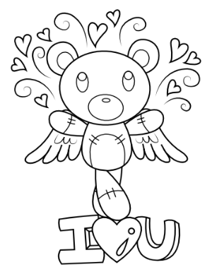 Teddy Bear I Love You Coloring Page