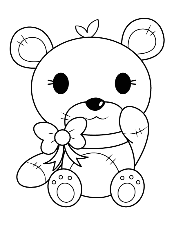 Teddy Bear With Bow Coloring Page