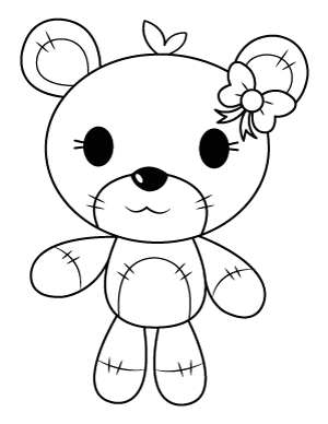 Teddy Bear With Hair Bow Coloring Page