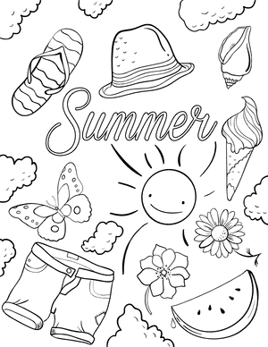 Things Associated With Summer Coloring Page