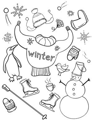 Things Associated With Winter Coloring Page