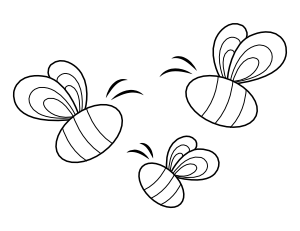Three Bees Coloring Page