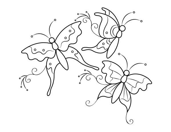 Three Butterflies Coloring Page