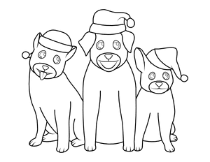 Three Christmas Dogs Coloring Page