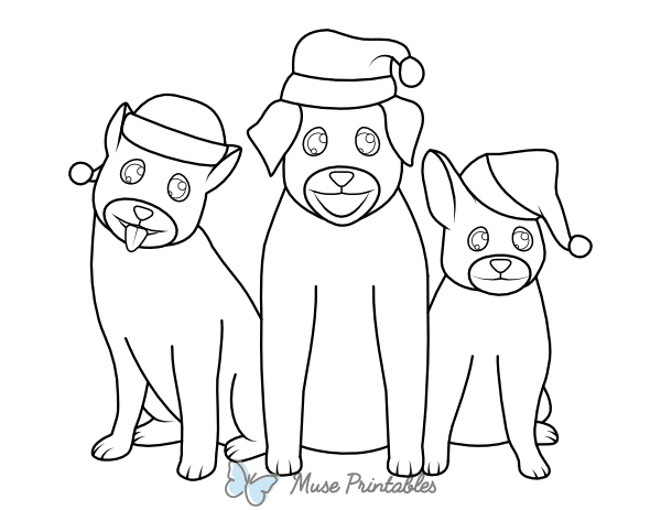 Three Christmas Dogs Coloring Page