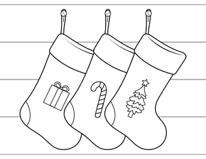 Three Hanging Christmas Stockings Coloring Page