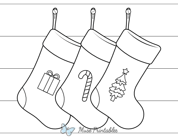 Three Hanging Christmas Stockings Coloring Page