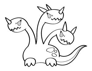 Three Headed Monster Coloring Page