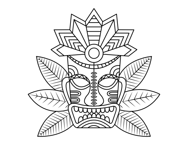 Printable Tiki Mask Coloring Page