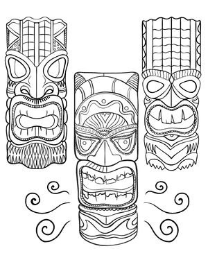 Tiki Masks Coloring Page