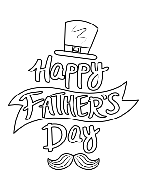 Top Hat And Mustache Fathers Day Coloring Page