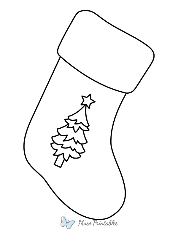 Tree Christmas Stocking Coloring Page