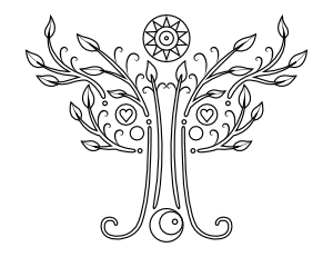Tree of Life with Sun and Moon Coloring Page