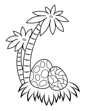 Tree with Dinosaur Eggs Coloring Page