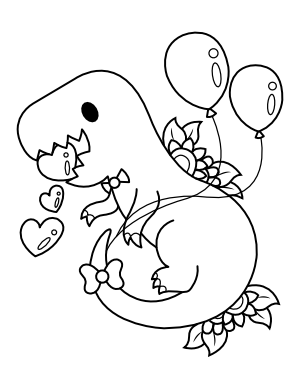 Tyrannosaurus Rex Valentine's Day Coloring Page