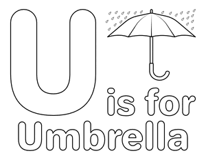 U Is for Umbrella Coloring Page