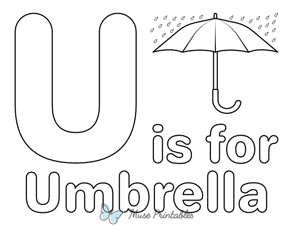 U Is for Umbrella Coloring Page