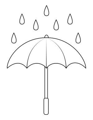 Umbrella and Rain Coloring Page