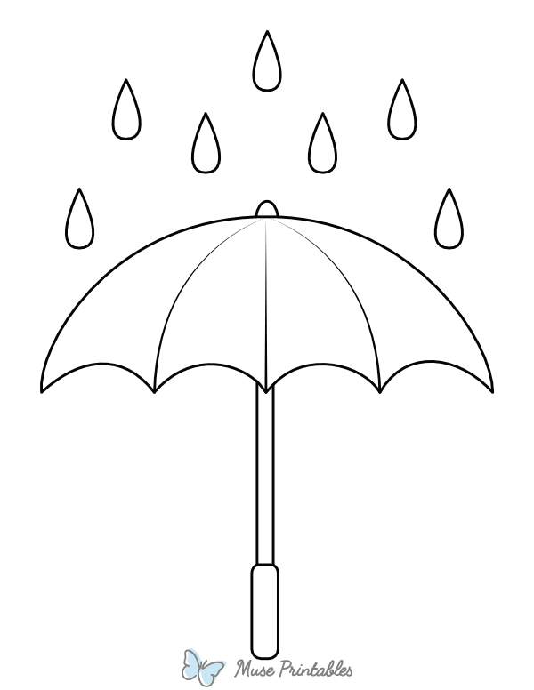 Umbrella and Rain Coloring Page