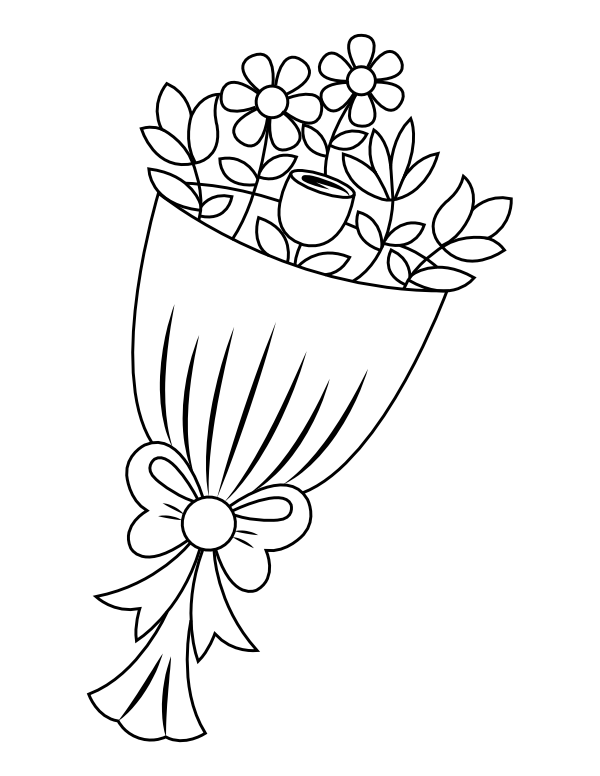 Printable Valentine Bouquet Coloring Page