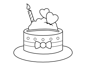Valentine Cake Coloring Page