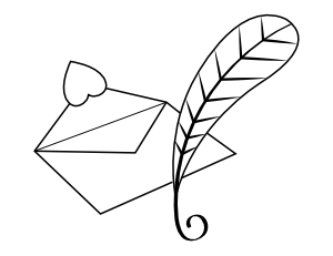 Valentine Card and Quill Coloring Page