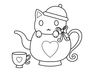 Valentine Cat Coloring Page