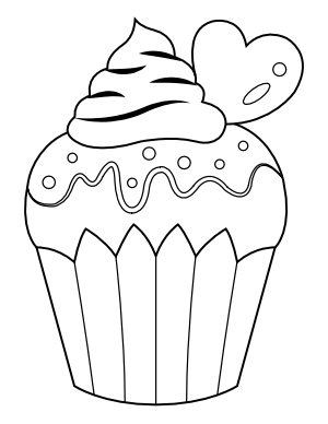 Valentine Cupcake Coloring Page