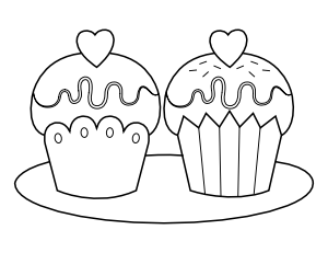 Valentine Cupcakes Coloring Page