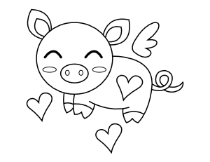 Valentine Pig Coloring Page