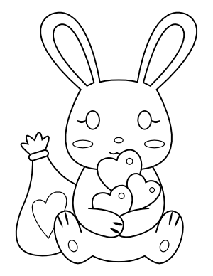 Valentine Rabbit Coloring Page