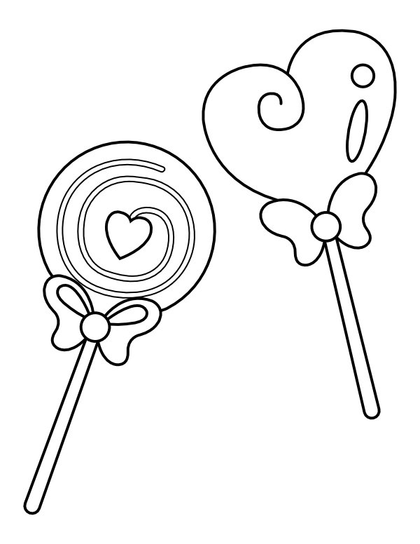 Printable Valentine Suckers Coloring Page