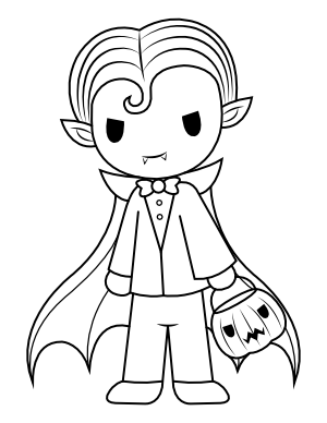 Vampire Trick or Treater Coloring Page