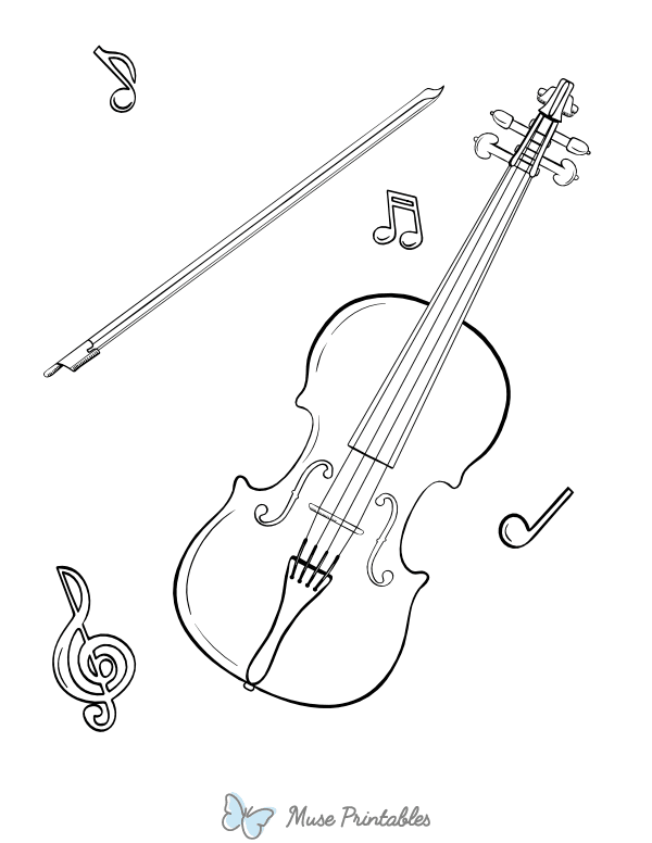 Violin and Bow Coloring Page