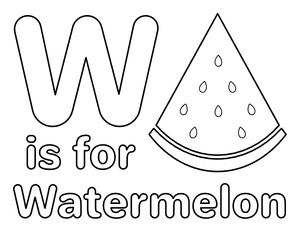 W Is for Watermelon Coloring Page