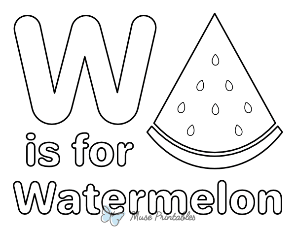 W Is for Watermelon Coloring Page