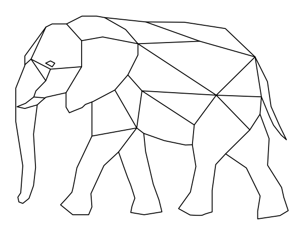 Walking Geometric Elephant Coloring Page