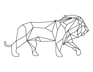 Walking Geometric Lion Coloring Page